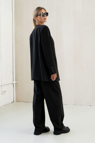 Деловой костюм из текстиля свободный жакет и брюки SILVERSPICE S-1418 - фото 2