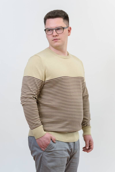 Джемпер желтый коричневый из хлопка для активных Subota 26012 желтый-коричневый(170/176) - фото 1