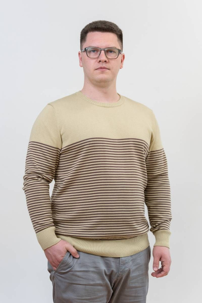 Джемпер желтый коричневый из хлопка для активных Subota 26012 желтый-коричневый(170/176) - фото 3