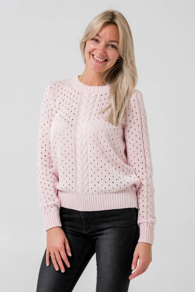 Джемпер вязаный хлопковый демисезонный с нежной окраской Subota 16067 розовый(158/164) - фото 1