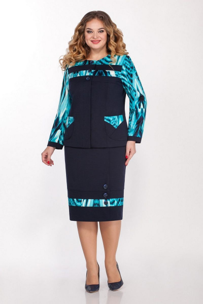 Комплект из жакета и юбки из трикотажа для повседневной носки Vitol Fashion В-2130 - фото 1