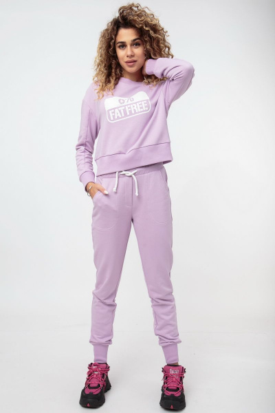 Модный костюм из трикотажа с аппликацией в темноте HIT 3075 лиловый - фото 3
