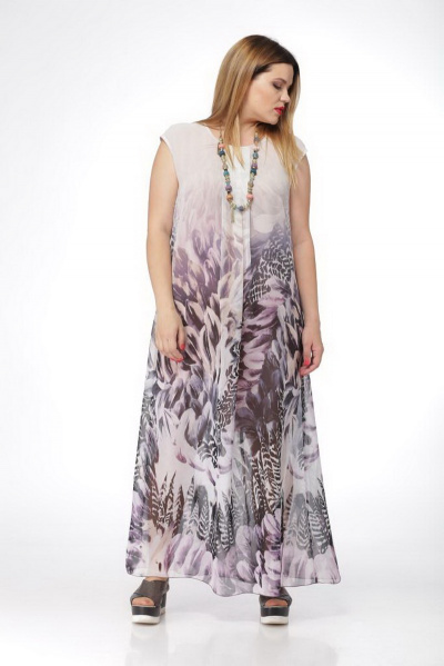 Летнее платье из текстиля и шелка с бантовой складкой Djerza 1339А - фото 3