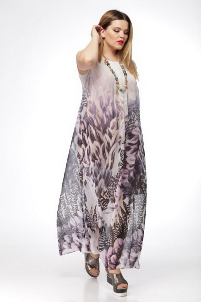 Летнее платье из текстиля и шелка с бантовой складкой Djerza 1339А - фото 6