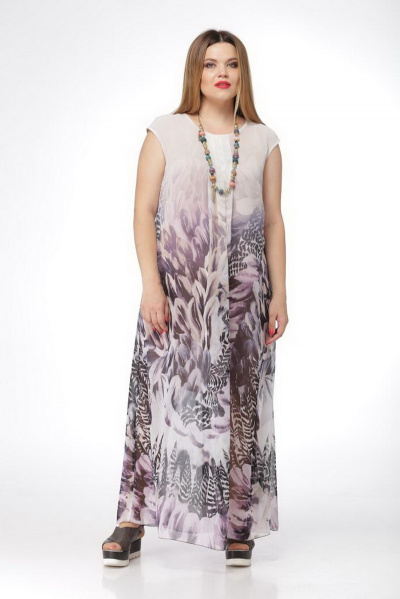 Летнее платье из текстиля и шелка с бантовой складкой Djerza 1339А - фото 7