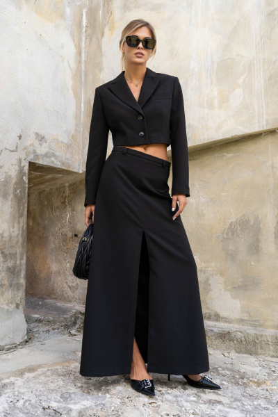 Костюм с укороченным кроп-жакетом и макси юбкой SILVERSPICE S-1420 - фото 7