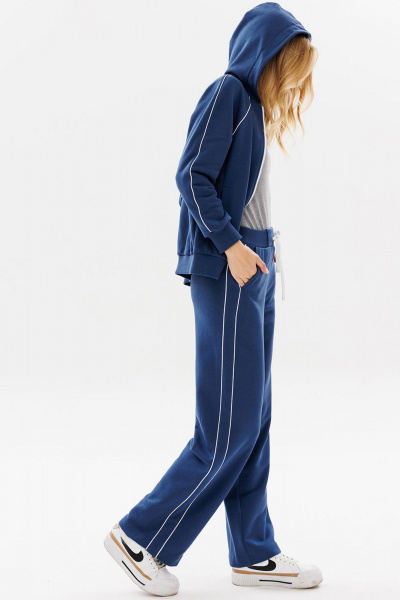 Брюки с контрастными канты и поясом из кашкорсе GO F2081/20-01. 164-170 - фото 3