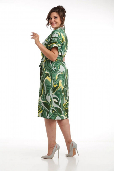 Нарядное платье с запахом и съемным поясом Rishelie 967 зеленый - фото 2