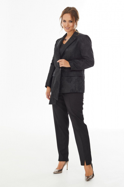 Стильный жакет из костюмной ткани с лацканами Condra 15086 черный - фото 2