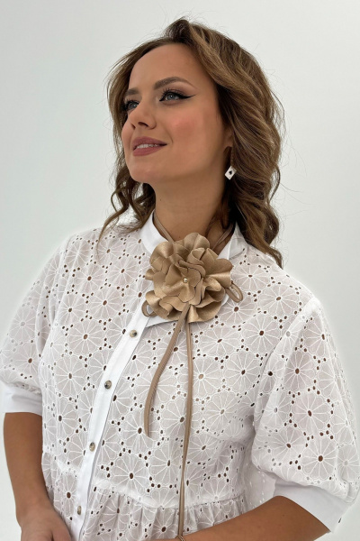 Бижутерная брошь из текстиля с ручной вышивкой Condra 19016 бронзовый - фото 3