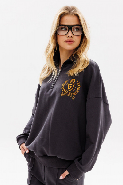 Демисезонный женский джемпер из хлопка с вышивкой, спортивный стиль GO F4077/30-03. 164-170 - фото 1