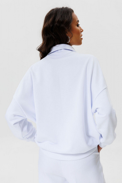 Белый демисезонный джемпер с вышивкой, свободный стиль и комфорт GO F4077/01-01. 170-176 - фото 4