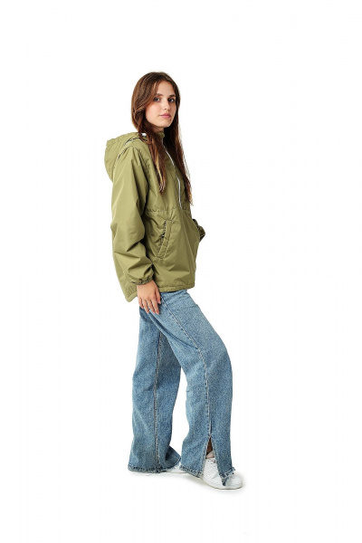 Зеленый демисезонный анорак из дюспо с капюшоном и флисом MT.Style 249761165 - фото 4