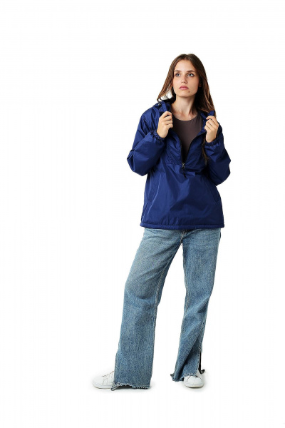 Голубой демисезонный анорак из плащёвой ткани с капюшоном и утеплителем MT.Style 249761164 - фото 6