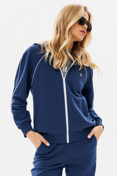 Синий спортивный зип-худи с логотипом и капюшоном GO F4081/20-01. 164-170 - фото 2