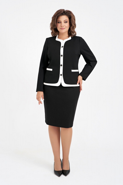 Деловой костюм из трикотажа с жакетом и юбкой на подкладке IVA 1493 - фото 1