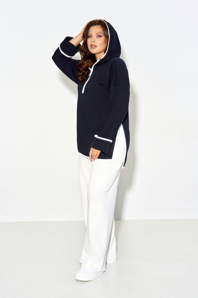 Спортивный костюм из футера с капюшоном и свободными брюками IVA 1573 - фото 2