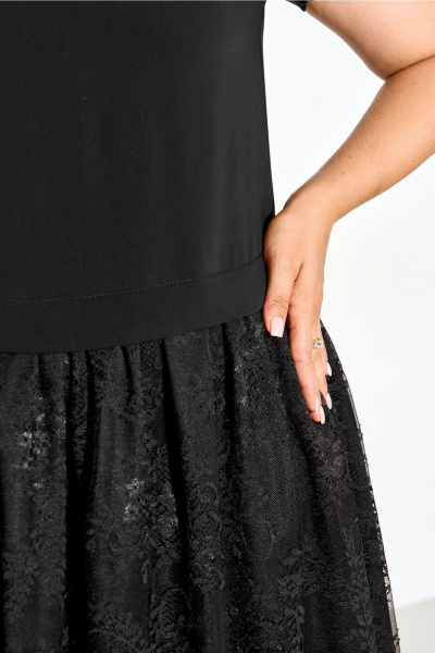 Платье с кружевом и съемным поясом из текстильной ткани IVA 1618 - фото 5