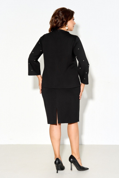 Черный костюм с юбкой-карандаш и застежкой на молнию IVA 1626 - фото 9