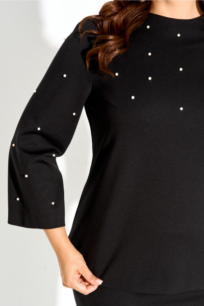 Черный костюм с юбкой-карандаш и застежкой на молнию IVA 1626 - фото 3