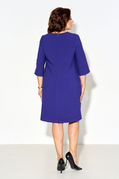 Синее платье А-силуэта из натуральной плательной ткани IVA 1630 васильковый - фото 2