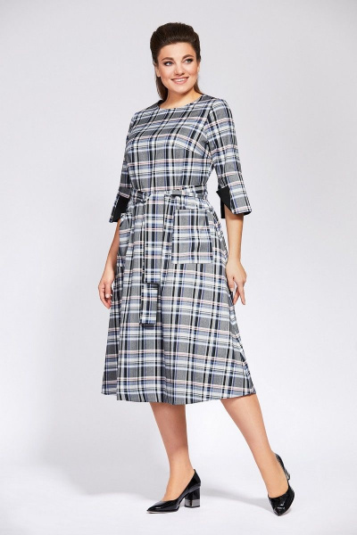 Платье Ольга Стиль С-691 цветная_клетка - фото 1