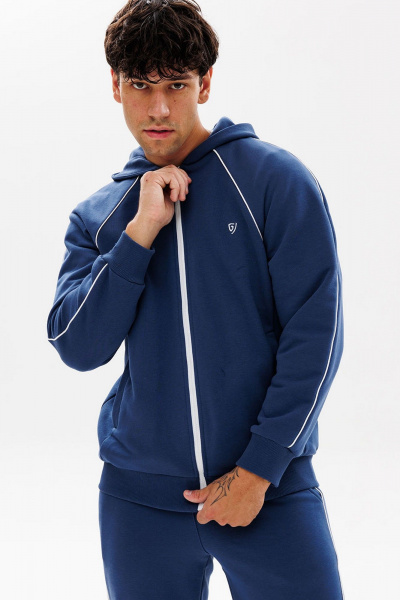 Зип-худи в спортивном стиле с вышивкой для активного дня GO M4081/20-01. 182-188 - фото 1