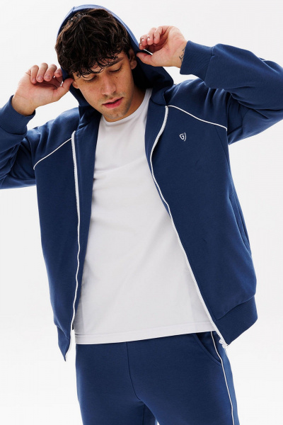 Зип-худи в спортивном стиле с вышивкой для активного дня GO M4081/20-01. 182-188 - фото 3