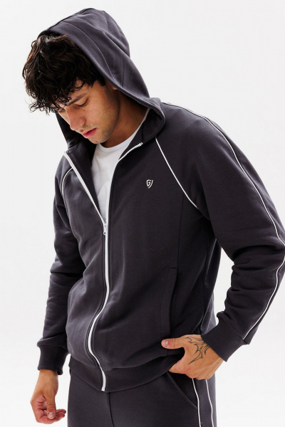 Зип-худи с логотипом, контрастной молнией и капюшоном GO M4081/30-03. 182-188 - фото 2