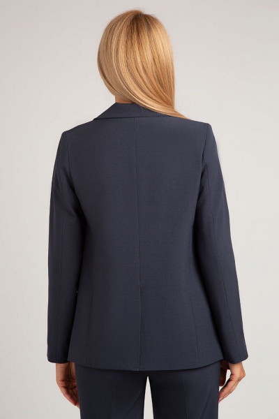 Деловой костюм-двойка с полуприталенным жакетом и брюками IVARI 10403/1 графит_синий - фото 9