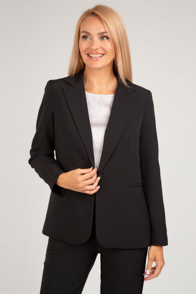 Классический костюм-двойка с зауженными брюками и пиджаком IVARI 10403/1 черный - фото 2