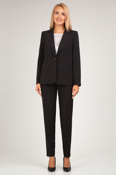 Классический костюм-двойка с зауженными брюками и пиджаком IVARI 10403/1 черный - фото 6