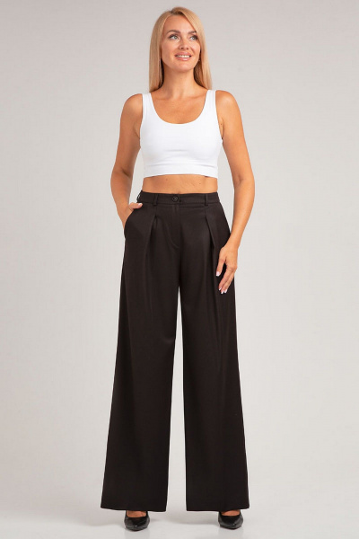 Костюм-двойка с асимметричным жилетом и брюками палаццо IVARI 20713 черный - фото 11