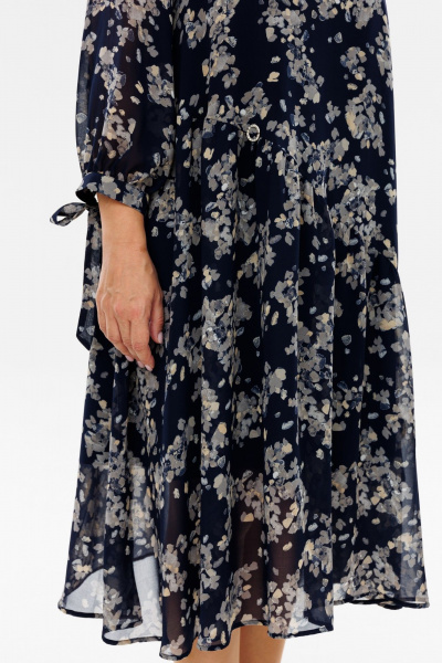 Круглогодичное синее нарядное платье из шифона с воланами и стразами Michel chic 2164 абстракция - фото 7