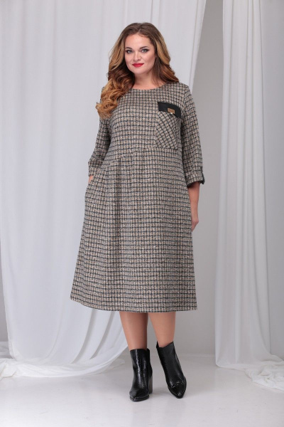 Платье Karina deLux B-281А серо-черный - фото 2