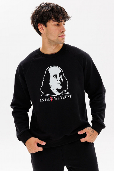 Свитшот с печатью в стиле Бенджамина из хлопка GO M4083/40-02. 176-182 - фото 1