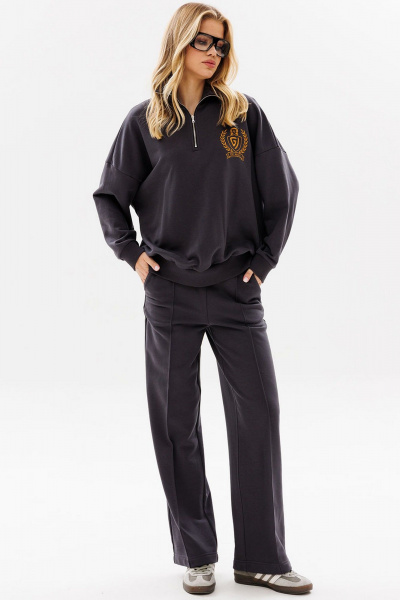 Серый костюм с свитшотом и брюками из хлопка GO F3077/30-03. 170-176 - фото 1