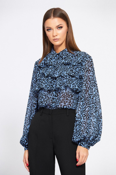 Блуза EOLA 1912 голубой-леопард - фото 3