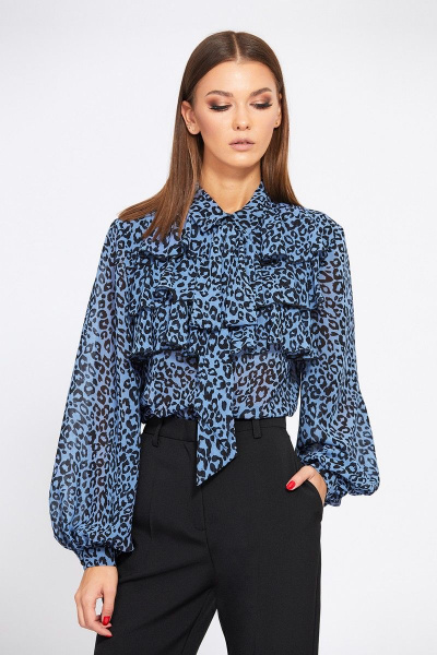 Блуза EOLA 1912 голубой-леопард - фото 2