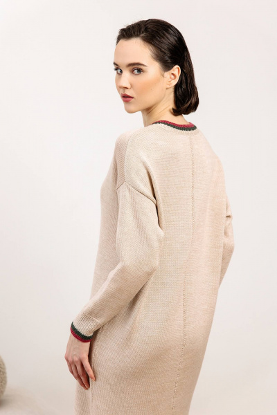 Зеленое трикотажное платье с V-образным вырезом и классикой Romgil РВ0099-ШЕ5 светлый_опаловый,брусничный,оливковый - фото 6