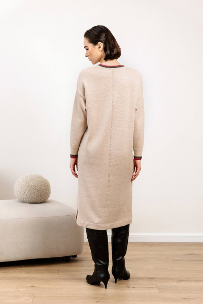 Зеленое трикотажное платье с V-образным вырезом и классикой Romgil РВ0099-ШЕ5 светлый_опаловый,брусничный,оливковый - фото 2