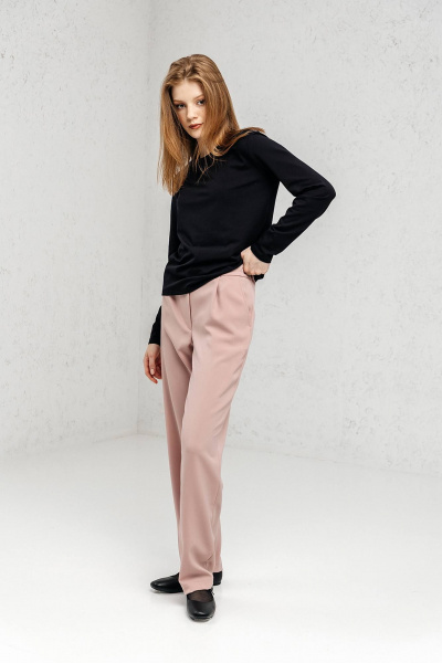 Черный базовый джемпер из трикотажа с длинным рукавом Romgil РП0041-ХЛ5 черный - фото 5