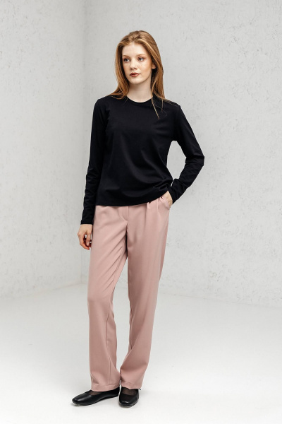 Черный базовый джемпер из трикотажа с длинным рукавом Romgil РП0041-ХЛ5 черный - фото 2