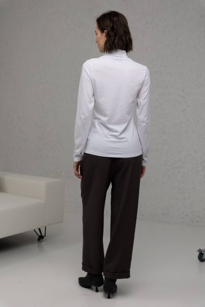 Базовая водолазка из вискозы и трикотажа белого цвета Romgil 889ДВТЗ белый - фото 6