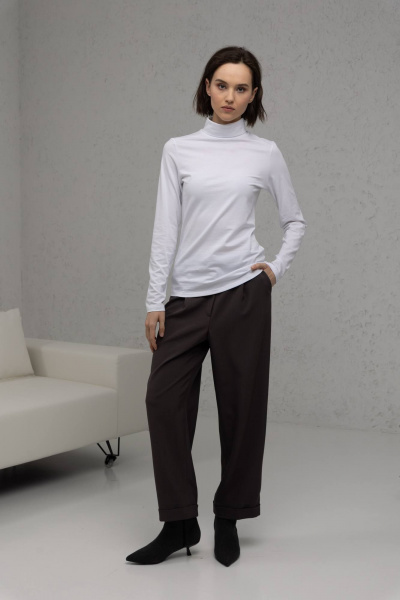 Базовая водолазка из вискозы и трикотажа белого цвета Romgil 889ДВТЗ белый - фото 5