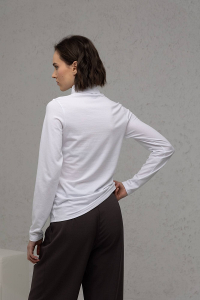 Базовая водолазка из вискозы и трикотажа белого цвета Romgil 889ДВТЗ белый - фото 2