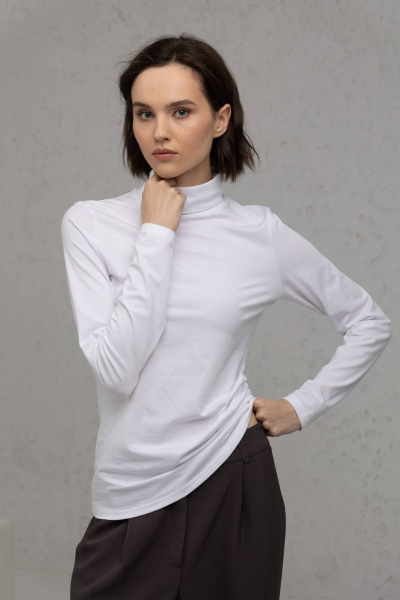 Базовая водолазка из вискозы и трикотажа белого цвета Romgil 889ДВТЗ белый - фото 1