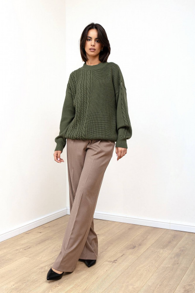 Зеленый демисезонный джемпер из трикотажа для повседневных образов Romgil 922ШТЗ оливковый - фото 5
