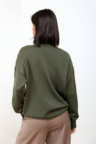 Зеленый демисезонный джемпер из трикотажа для повседневных образов Romgil 922ШТЗ оливковый - фото 2
