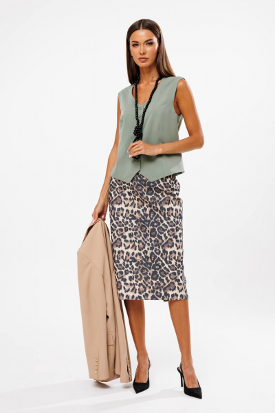 Комплект из жакета, жилета и юбки с отделкой Ларс Стиль 971 - фото 2